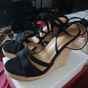 Elegant Black Wedge Sandals